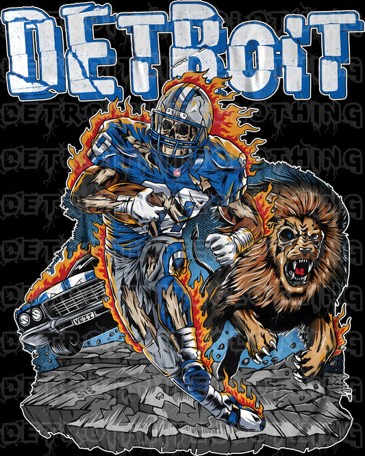 Detroit Football "Flaming Skull" T-Shirt!